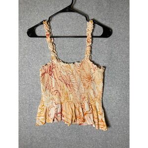 Patrons Of Peace Shirred Crop Top‎ Medium Floral Straps Boho Western Festival